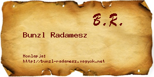 Bunzl Radamesz névjegykártya